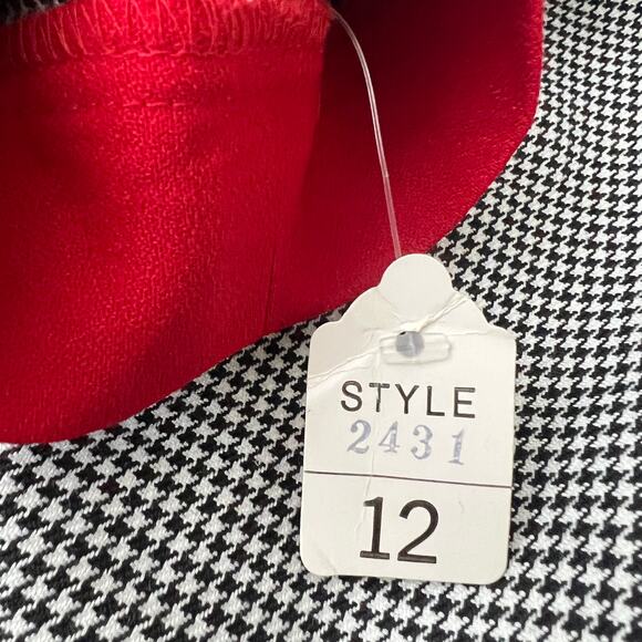 Positive Influence (12) DEADSTOCK USA VINTAGE 80s Black Red Houndstooth Dress - Picture 10 of 10